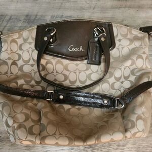 Coach Ashley Lt Khaki/Bronze Signature Satchel Carryall Purse D1382-F26186